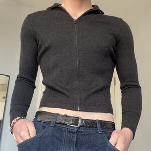 Alice + Olivia Black Silver Stud Detail Cropped Sweater | 100% Cotton | Size S